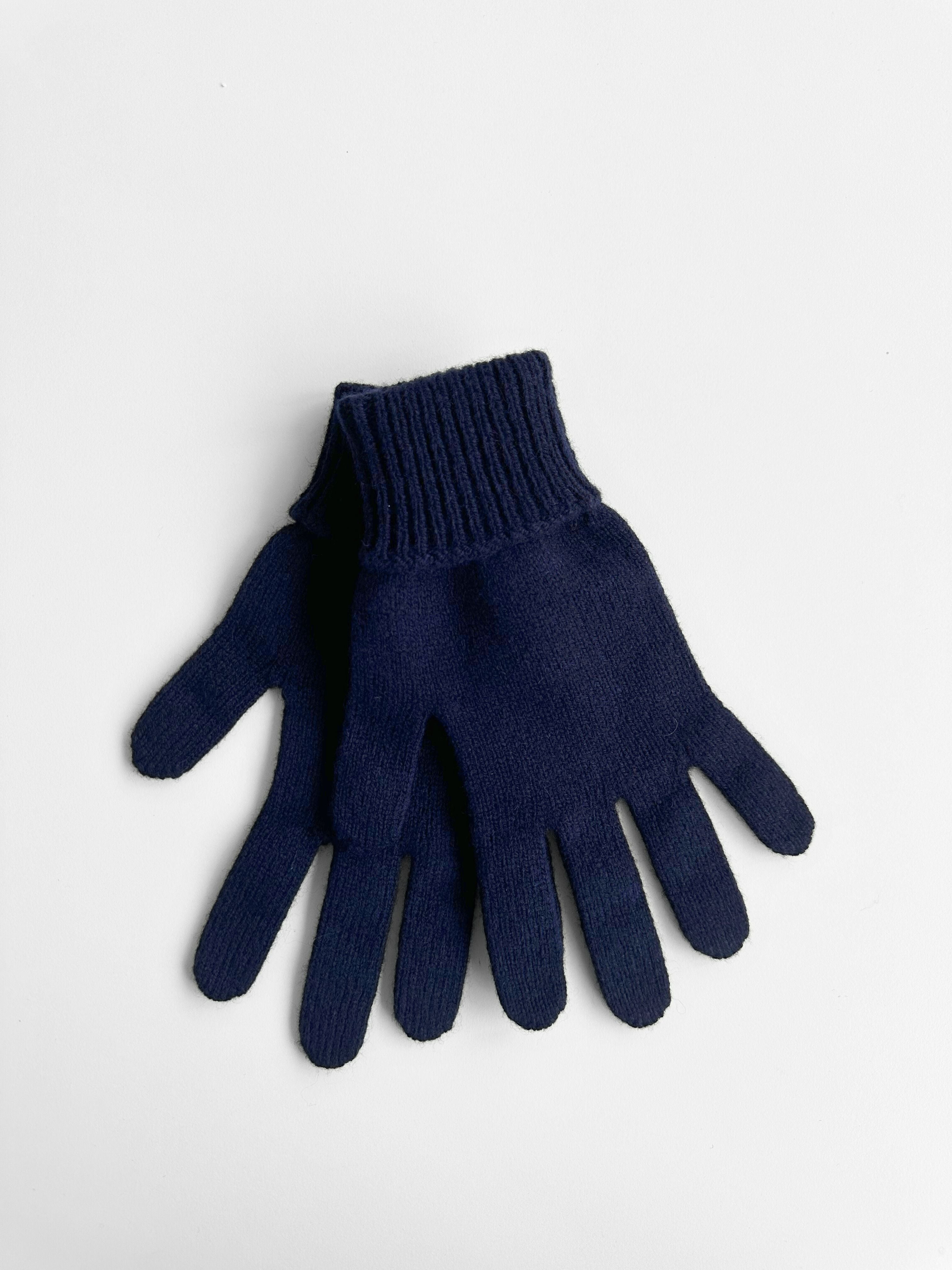 Merino Wool Gloves - Navy