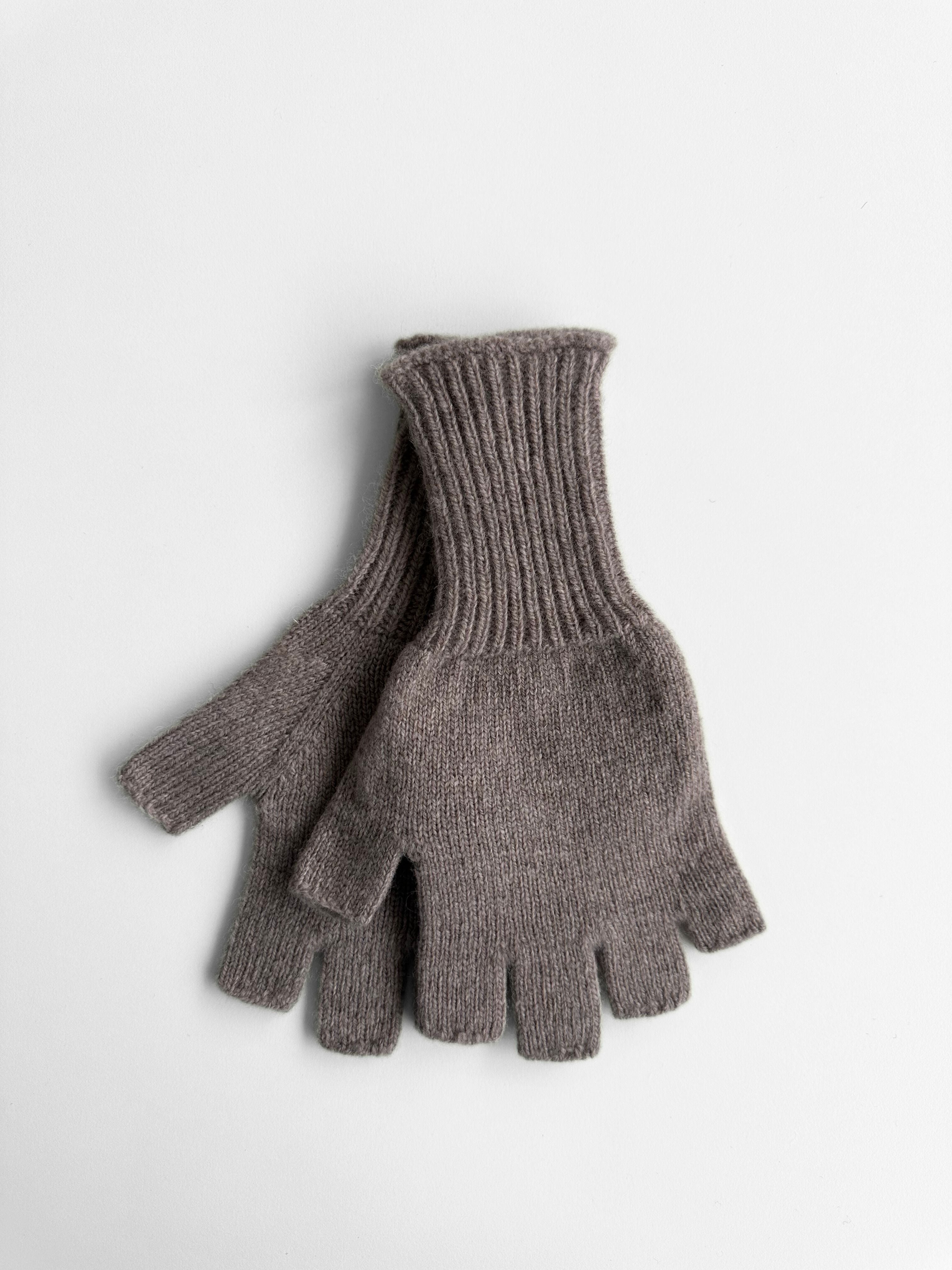 Lambswool Fingerless Gloves - Natural