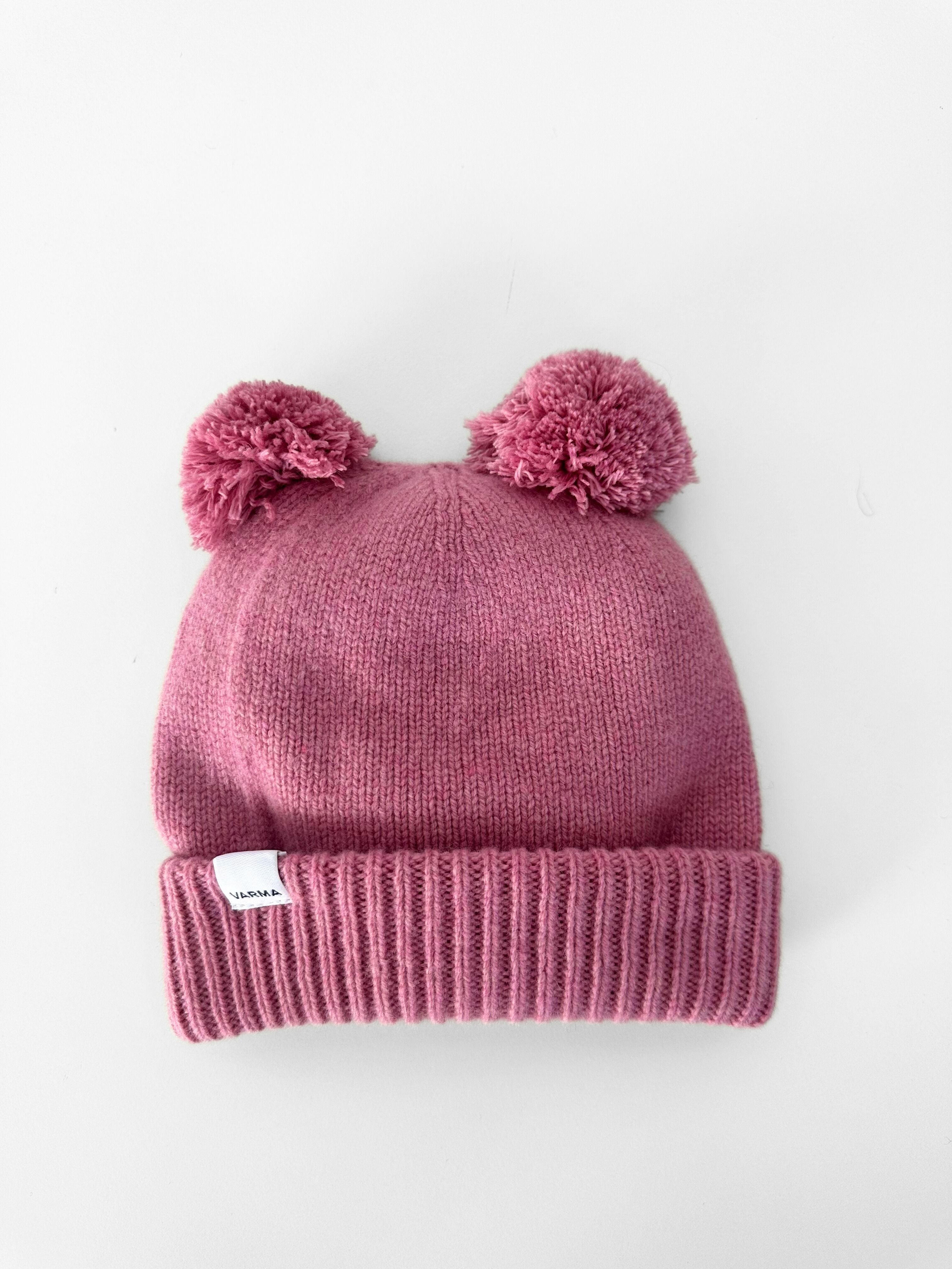 Children's hat with two tassles - Pink