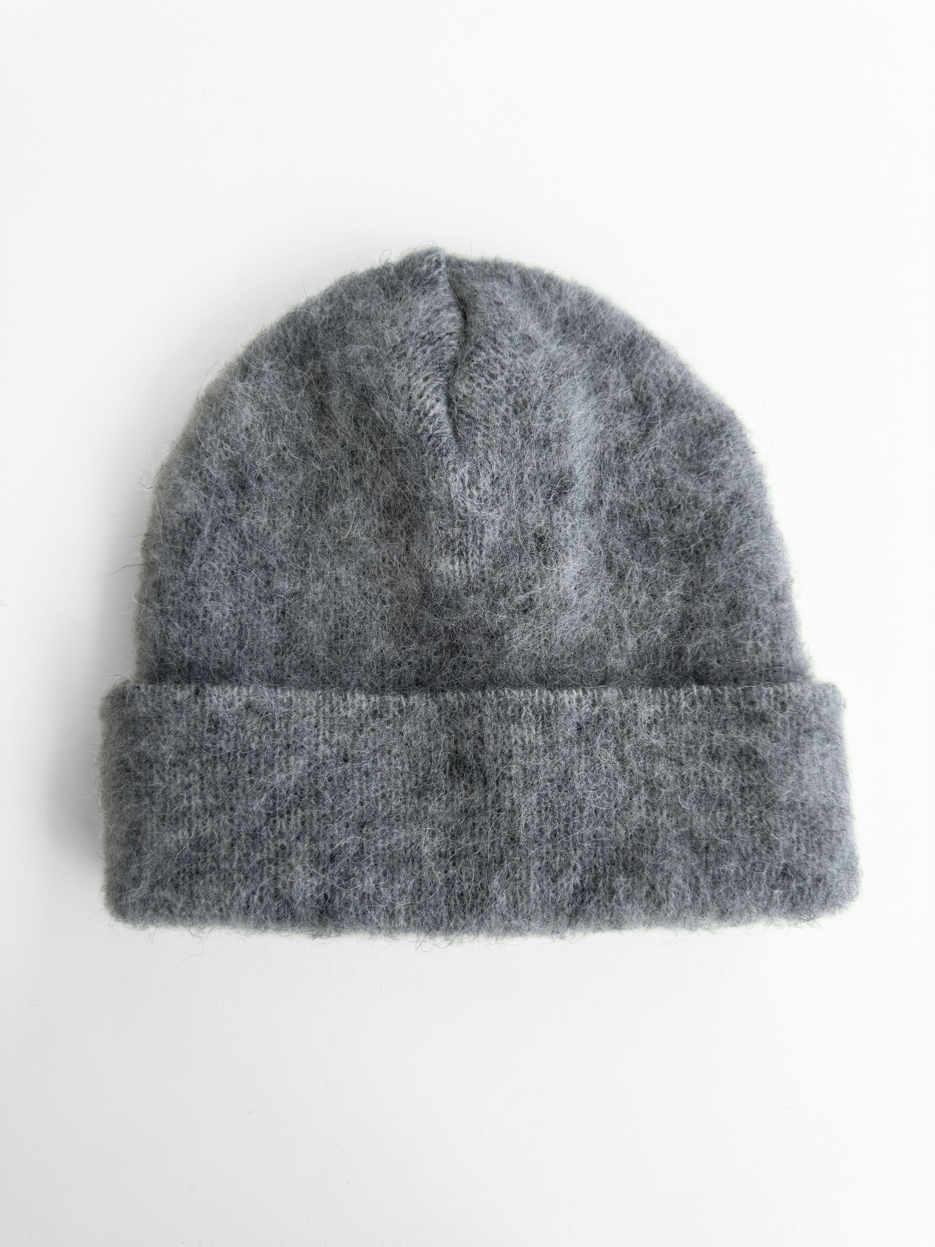 Knitted Brushed Hat - Grey
